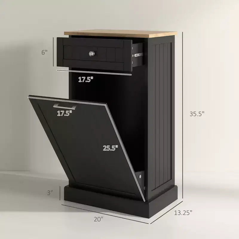 Mobile Cucina con Pattumiera Estraibile e Cassetto, Bianco e Rovere, 38 Litri, Autoportante
