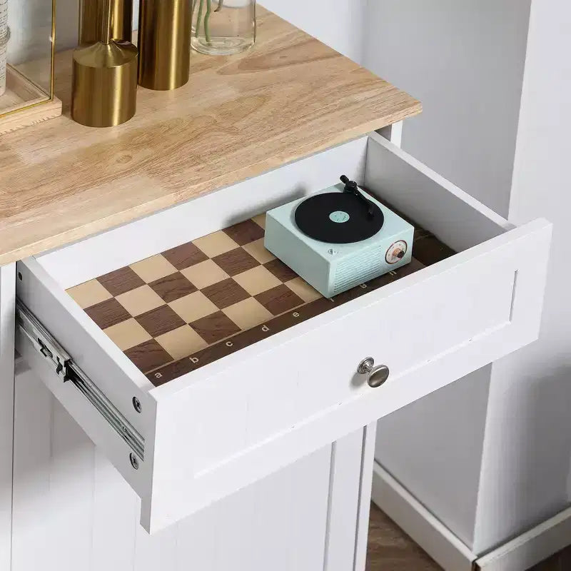 Mobile Cucina con Pattumiera Estraibile e Cassetto, Bianco e Rovere, 38 Litri, Autoportante