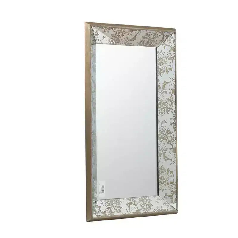 Antique Silver Rectangle Wall Mirror with Floral Accents, 24"x15", Vintage Decor