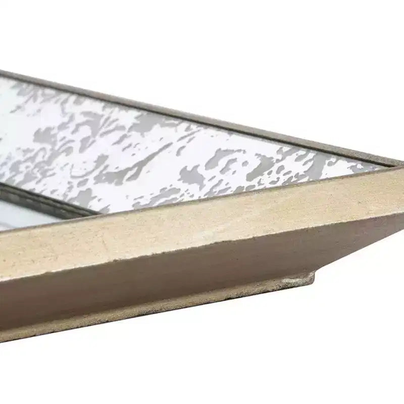 Antique Silver Rectangle Wall Mirror with Floral Accents, 24"x15", Vintage Decor