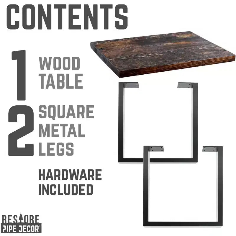 Industrial End Table, Black Steel Legs & Pine Top, 22"x18", Handcrafted