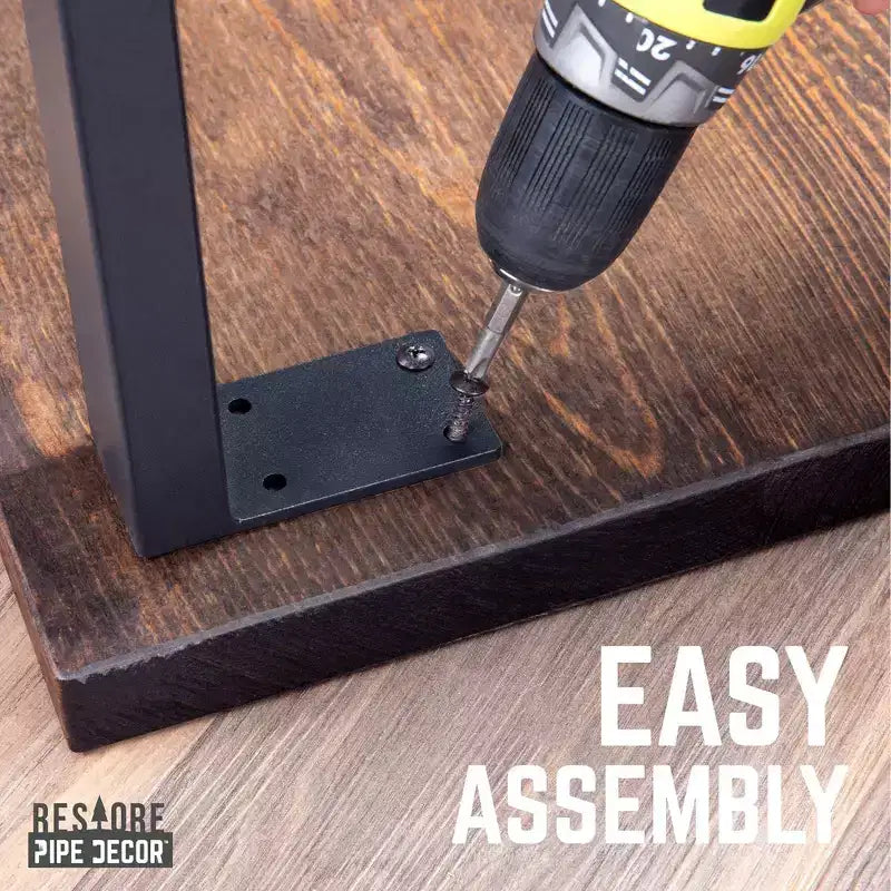 Industrial End Table, Black Steel Legs & Pine Top, 22"x18", Handcrafted