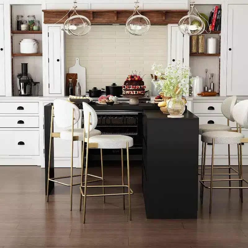 Credenza a Buffet Girevole Allungabile con 6 Cassetti e Tavolo da Pranzo Girevole, MDF Nero