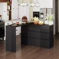 Credenza a Buffet Girevole Allungabile con 6 Cassetti e Tavolo da Pranzo Girevole, MDF Nero