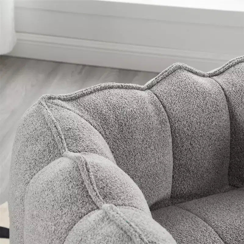 Divano sacco con pouf e braccioli, velluto ciniglia, capacità 136 kg, divano pigro