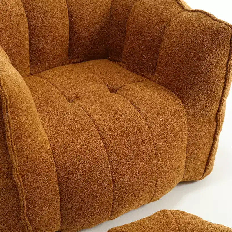 Divano sacco con pouf e braccioli, velluto ciniglia, capacità 136 kg, divano pigro