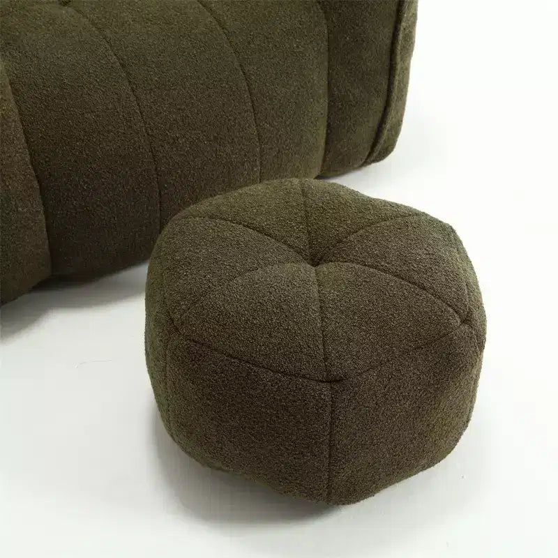 Divano sacco con pouf e braccioli, velluto ciniglia, capacità 136 kg, divano pigro
