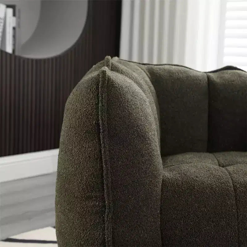 Divano sacco con pouf e braccioli, velluto ciniglia, capacità 136 kg, divano pigro