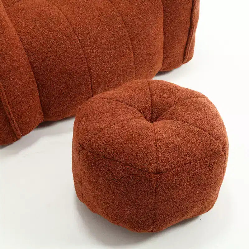 Divano sacco con pouf e braccioli, velluto ciniglia, capacità 136 kg, divano pigro