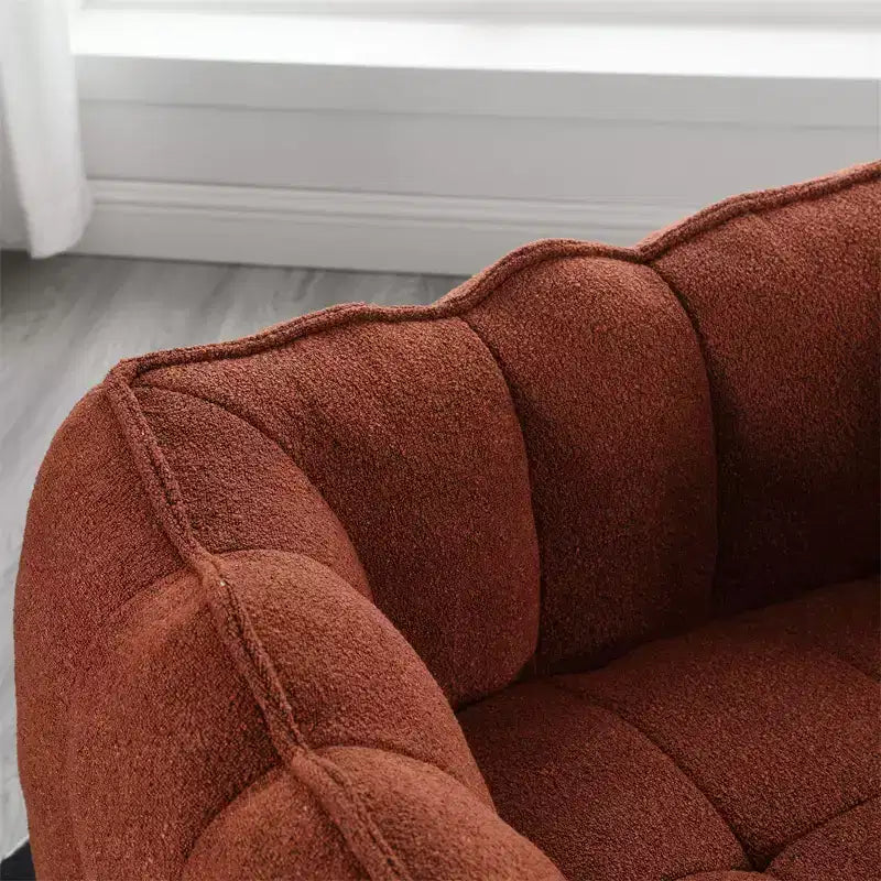 Divano sacco con pouf e braccioli, velluto ciniglia, capacità 136 kg, divano pigro