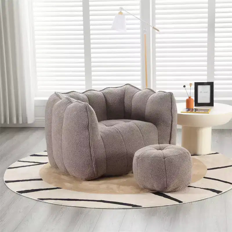 Divano sacco con pouf e braccioli, velluto ciniglia, capacità 136 kg, divano pigro