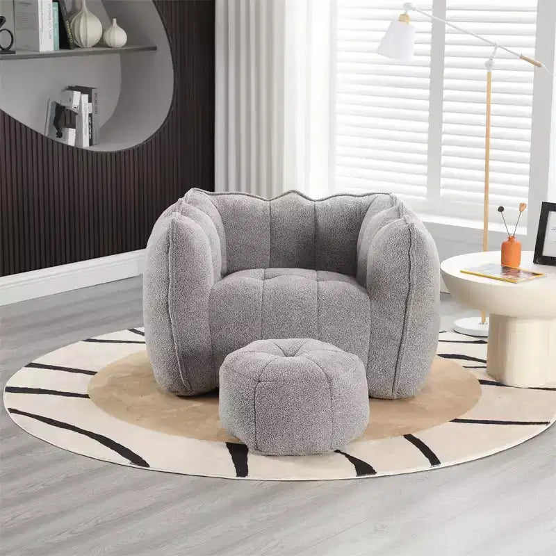 Bean Bag Sofa with Ottoman & Armrests, Chenille Velvet, 300 lb Capacity, Lazy Couch