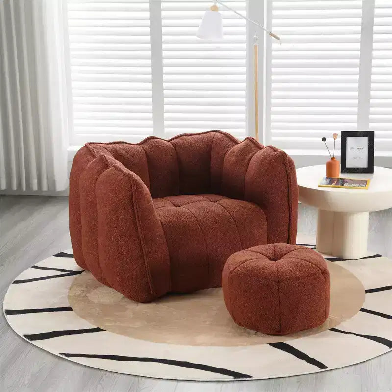 Bean Bag Sofa with Ottoman & Armrests, Chenille Velvet, 300 lb Capacity, Lazy Couch