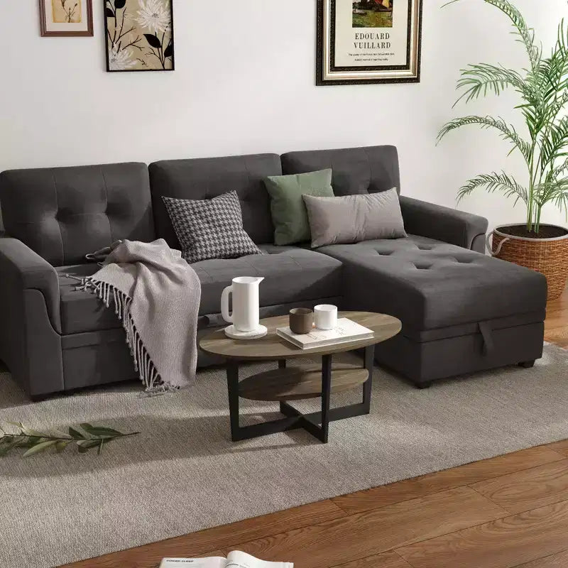 Oval 2-Tier Coffee Table with Open Shelf, Wood Finish, Rounded Corners, Modern