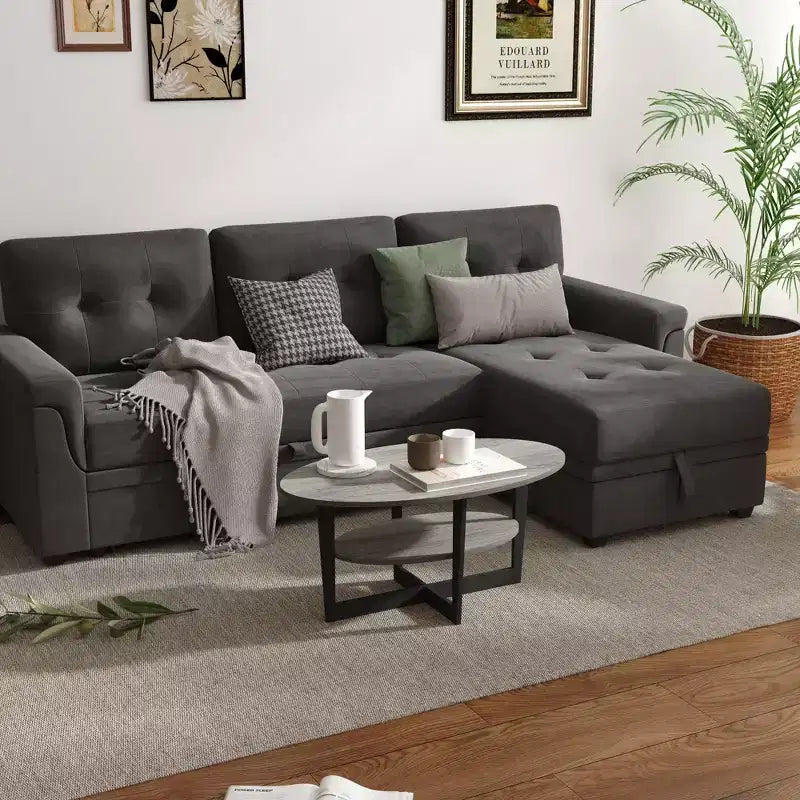 Oval 2-Tier Coffee Table with Open Shelf, Wood Finish, Rounded Corners, Modern