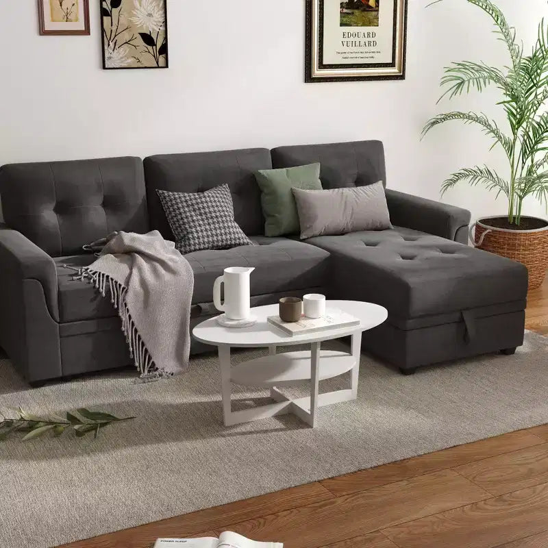 Oval 2-Tier Coffee Table with Open Shelf, Wood Finish, Rounded Corners, Modern