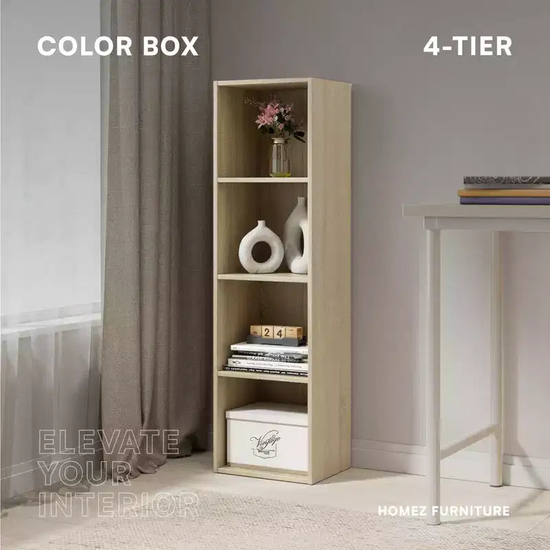 Libreria Etagere a 4 Ripiani, 106 cm H, Truciolato, Compatta e Moderna