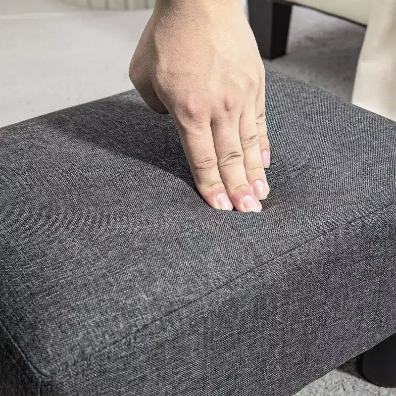 Poggiapiedi cubo in tessuto di lino piccolo, grigio antracite, capacità 110 kg, gambe in plastica