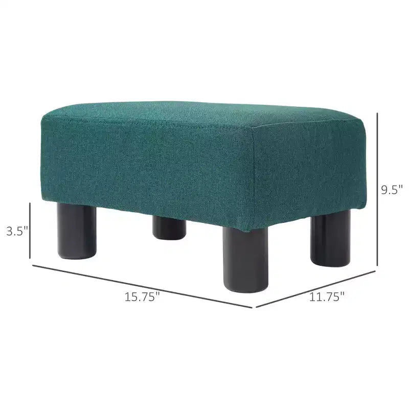 Poggiapiedi cubo in tessuto di lino piccolo, grigio antracite, capacità 110 kg, gambe in plastica