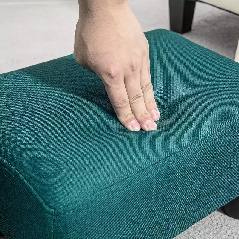 Poggiapiedi cubo in tessuto di lino piccolo, grigio antracite, capacità 110 kg, gambe in plastica