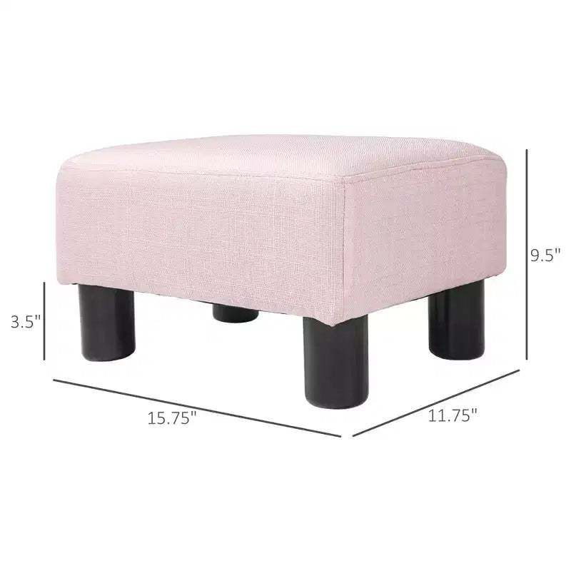 Poggiapiedi cubo in tessuto di lino piccolo, grigio antracite, capacità 110 kg, gambe in plastica