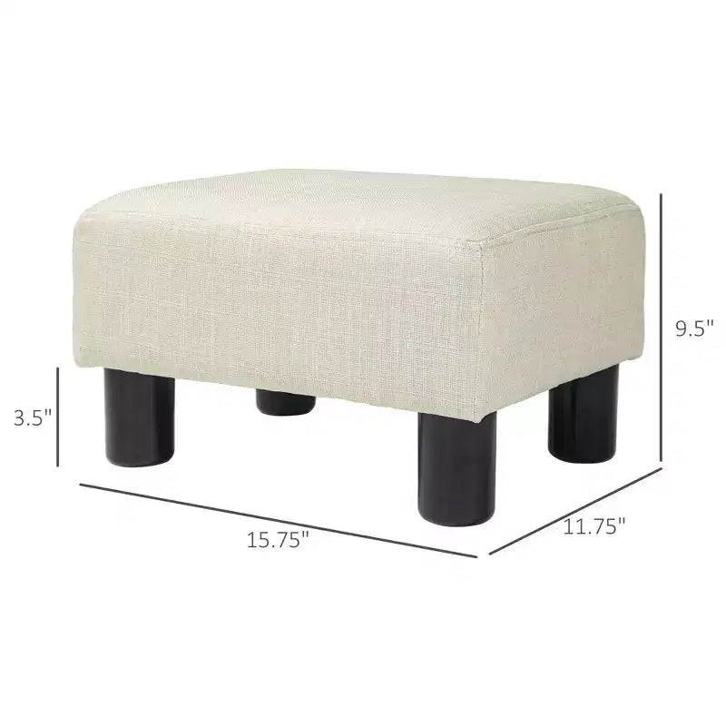Poggiapiedi cubo in tessuto di lino piccolo, grigio antracite, capacità 110 kg, gambe in plastica