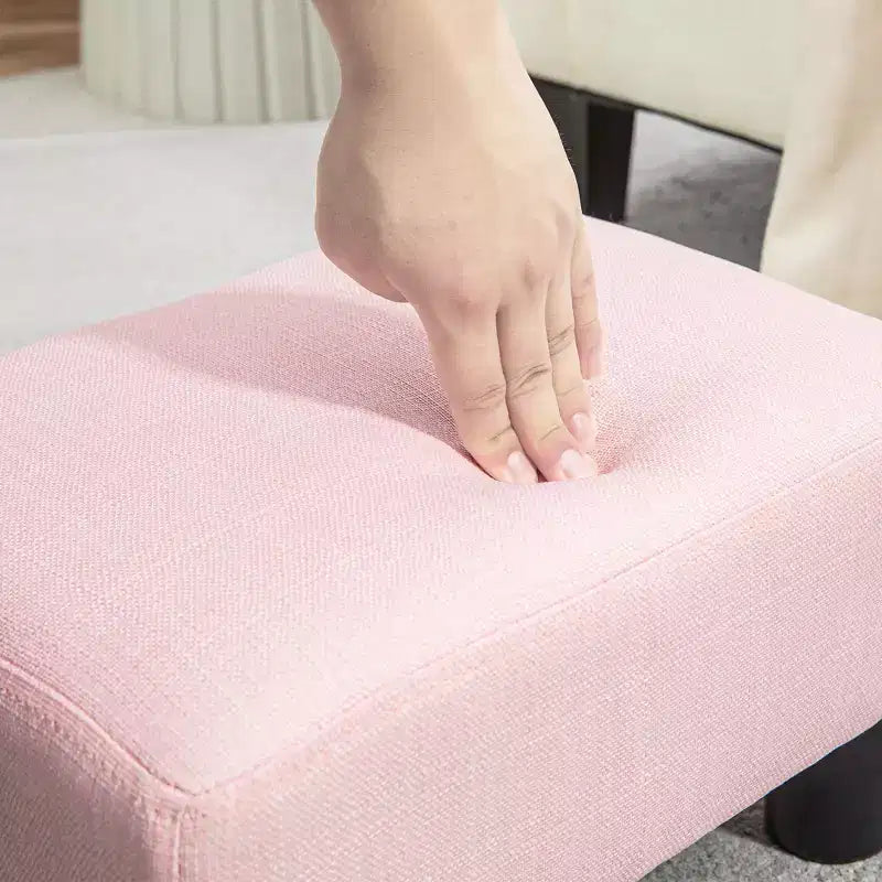 Poggiapiedi cubo in tessuto di lino piccolo, grigio antracite, capacità 110 kg, gambe in plastica