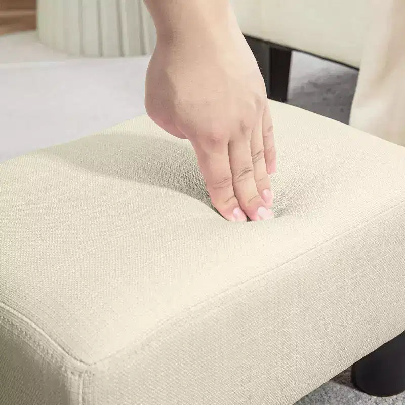 Poggiapiedi cubo in tessuto di lino piccolo, grigio antracite, capacità 110 kg, gambe in plastica