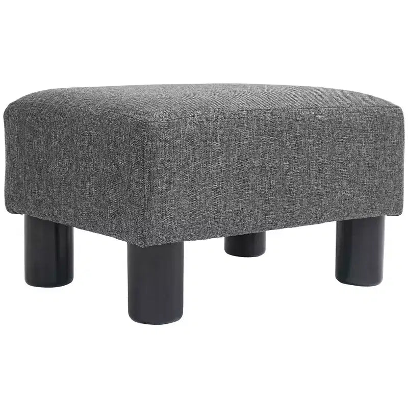 Poggiapiedi cubo in tessuto di lino piccolo, grigio antracite, capacità 110 kg, gambe in plastica