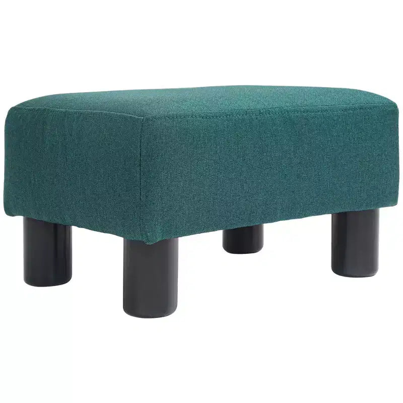 Poggiapiedi cubo in tessuto di lino piccolo, grigio antracite, capacità 110 kg, gambe in plastica