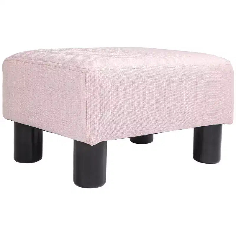 Poggiapiedi cubo in tessuto di lino piccolo, grigio antracite, capacità 110 kg, gambe in plastica