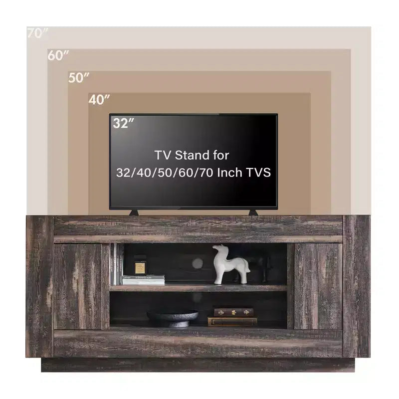 70" Modern TV Stand & Entertainment Center for TVs Up to 80", Open Shelf & 2 Cabinets