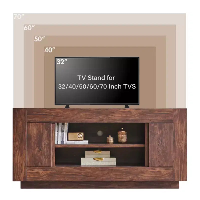 70" Modern TV Stand & Entertainment Center for TVs Up to 80", Open Shelf & 2 Cabinets