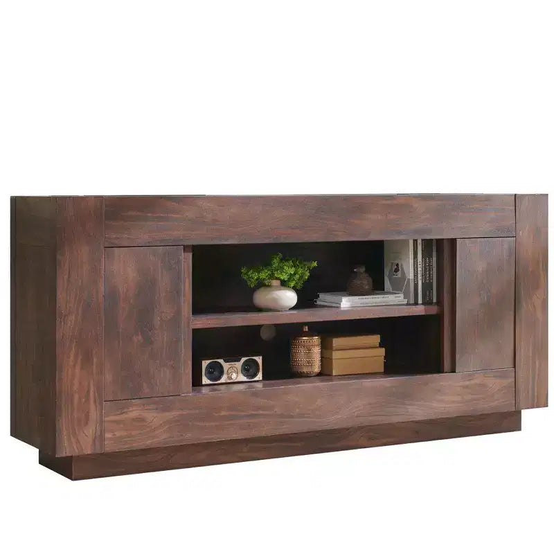70" Modern TV Stand & Entertainment Center for TVs Up to 80", Open Shelf & 2 Cabinets