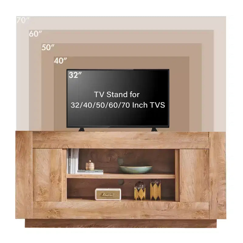 70" Modern TV Stand & Entertainment Center for TVs Up to 80", Open Shelf & 2 Cabinets