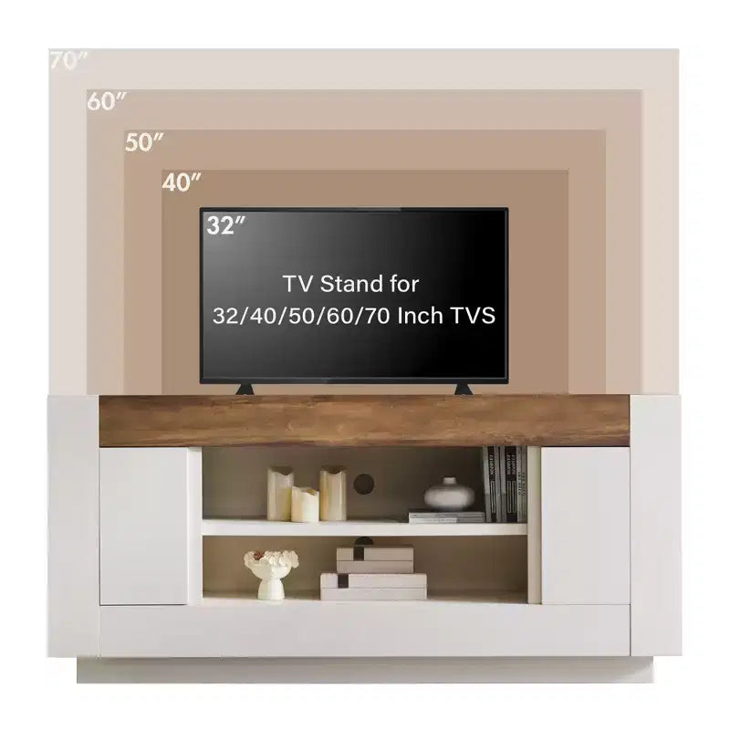 70" Modern TV Stand & Entertainment Center for TVs Up to 80", Open Shelf & 2 Cabinets