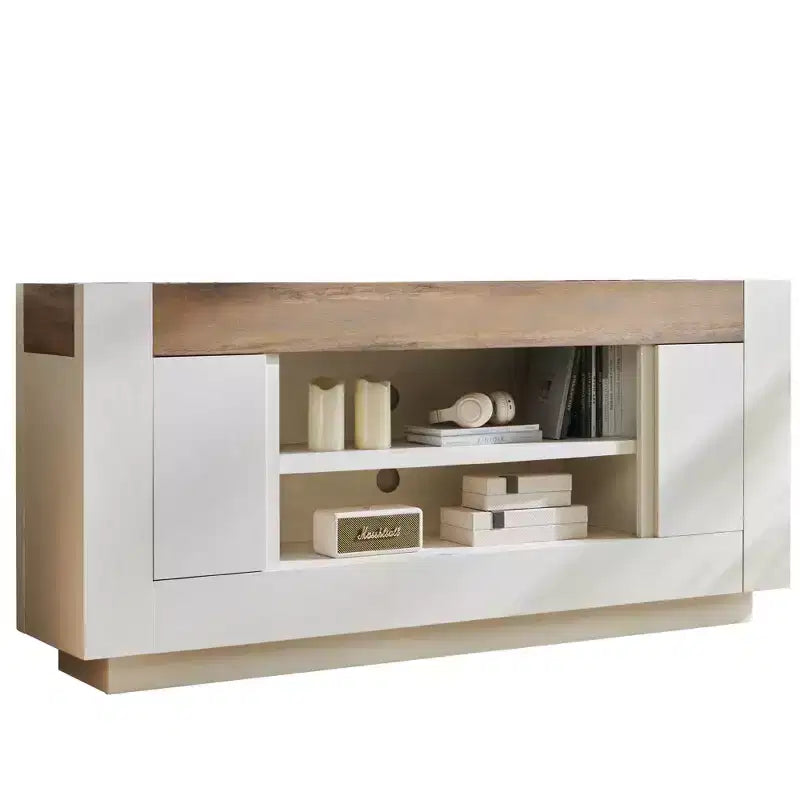 70" Modern TV Stand & Entertainment Center for TVs Up to 80", Open Shelf & 2 Cabinets