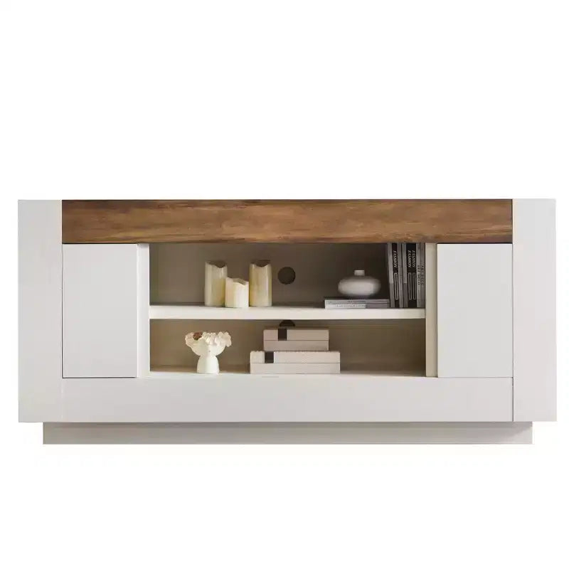 70" Modern TV Stand & Entertainment Center for TVs Up to 80", Open Shelf & 2 Cabinets