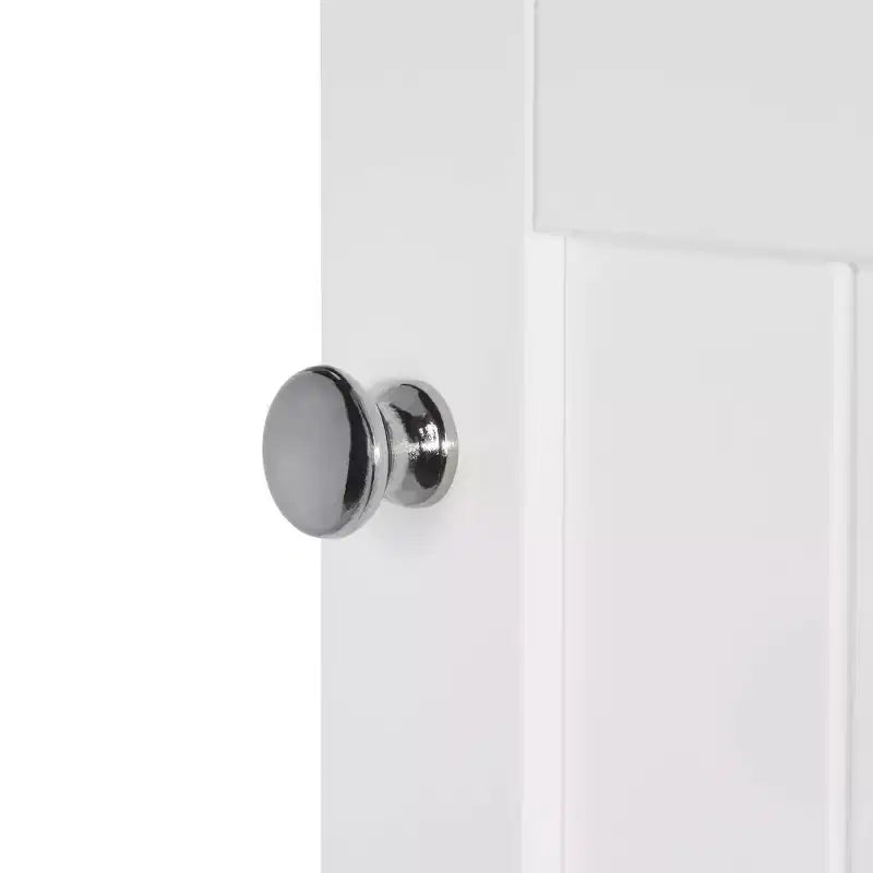 Tall Bathroom Linen Cabinet with Drawer & 6 Shelves, White MDF, 60"H