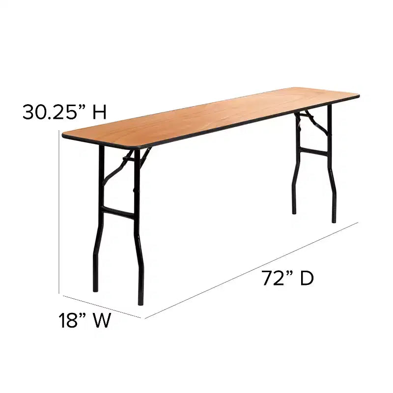6-Foot Rectangular Wood Folding Training Table, 265 lb Capacity, Seats 3