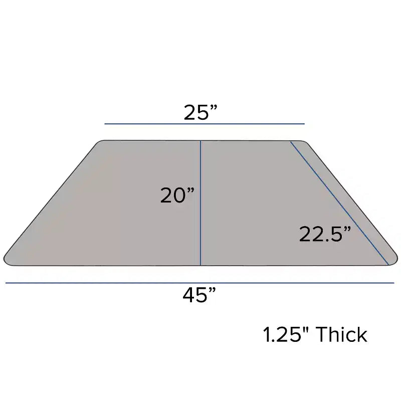 Trapezoid Activity Table for Kids, Adjustable Height, Gray HP Laminate, 22.5"x45"