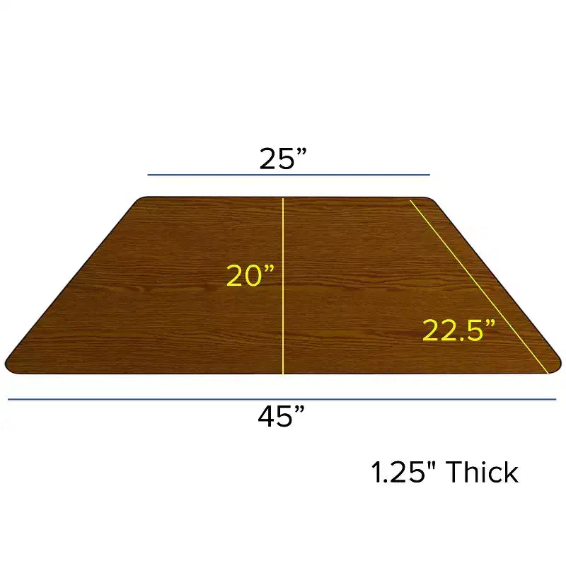 Trapezoid Activity Table for Kids, Adjustable Height, Gray HP Laminate, 22.5"x45"