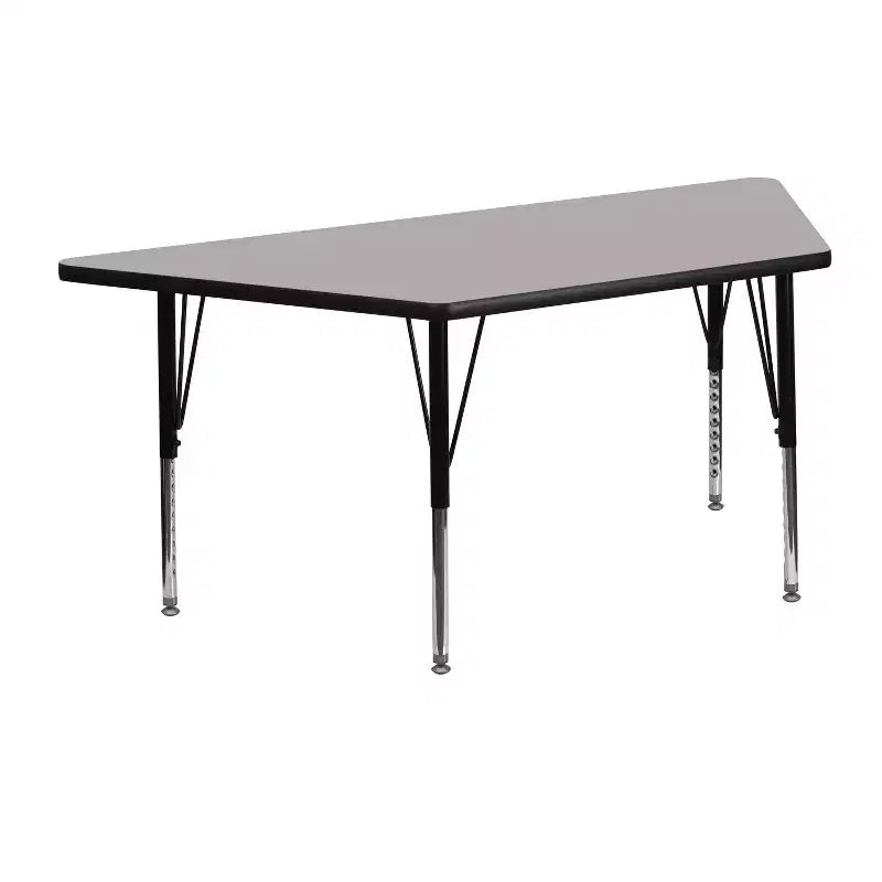 Trapezoid Activity Table for Kids, Adjustable Height, Gray HP Laminate, 22.5"x45"