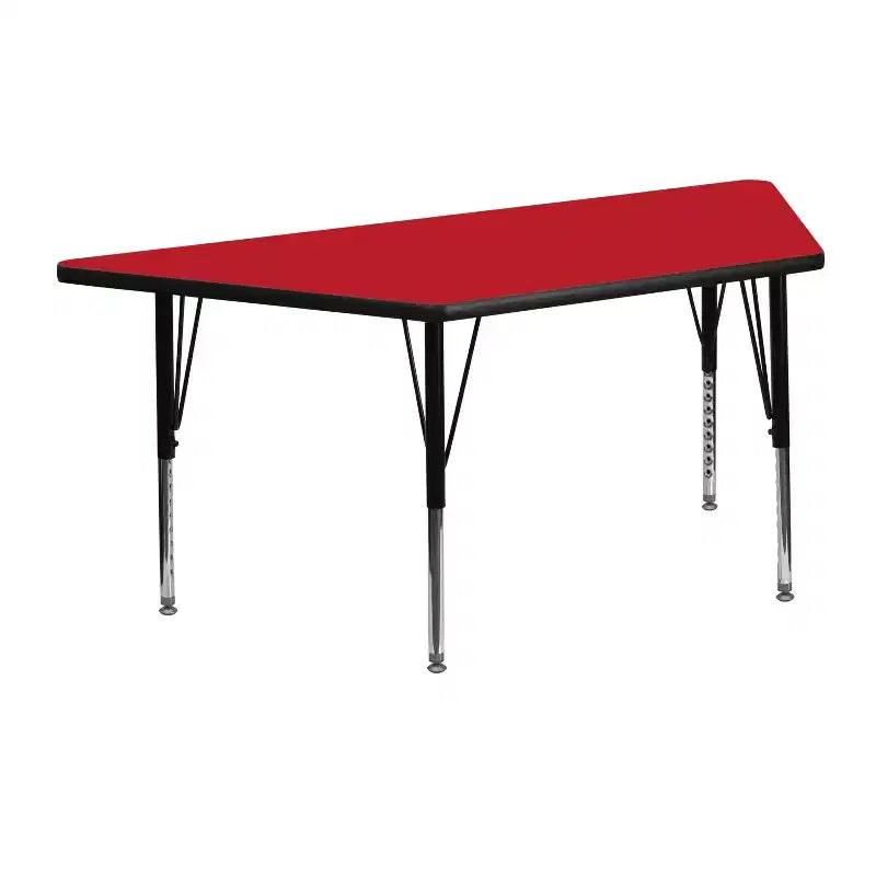 Tavolo Attività Trapezoidale per Bambini, Regolabile in Altezza, Laminato HP Grigio, 57x114 cm