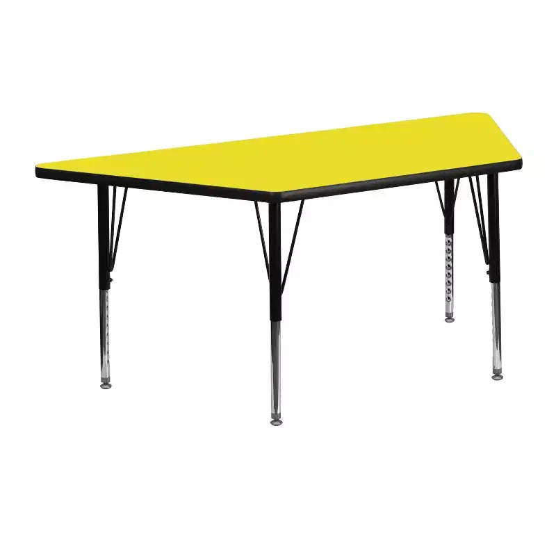 Tavolo Attività Trapezoidale per Bambini, Regolabile in Altezza, Laminato HP Grigio, 57x114 cm