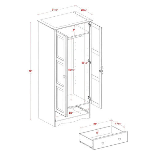 Guardaroba Flessibile in Legno Massello al 100% con Pomelli in Metallo o Legno