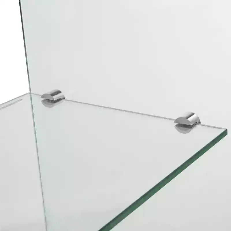 Consolle in vetro temperato trasparente con ripiano inferiore, 43,3" L, stile moderno minimalista