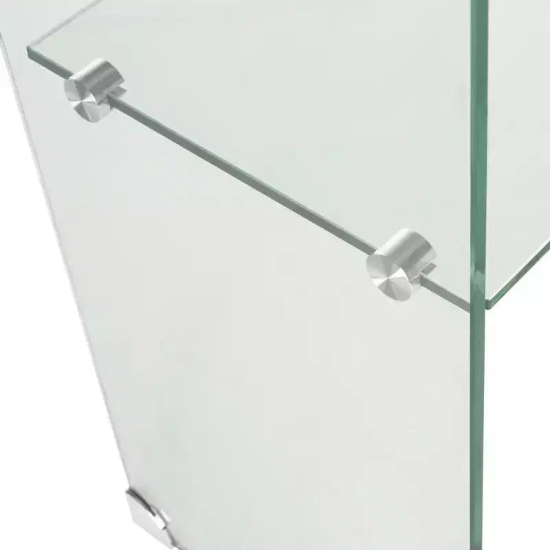 Consolle in vetro temperato trasparente con ripiano inferiore, 43,3" L, stile moderno minimalista