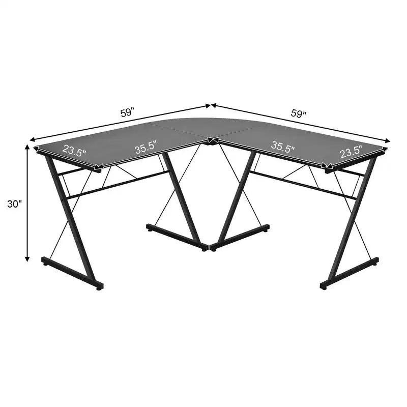 Scrivania per computer e workstation studio a L da 150 cm, marrone e nero, salvaspazio ad angolo