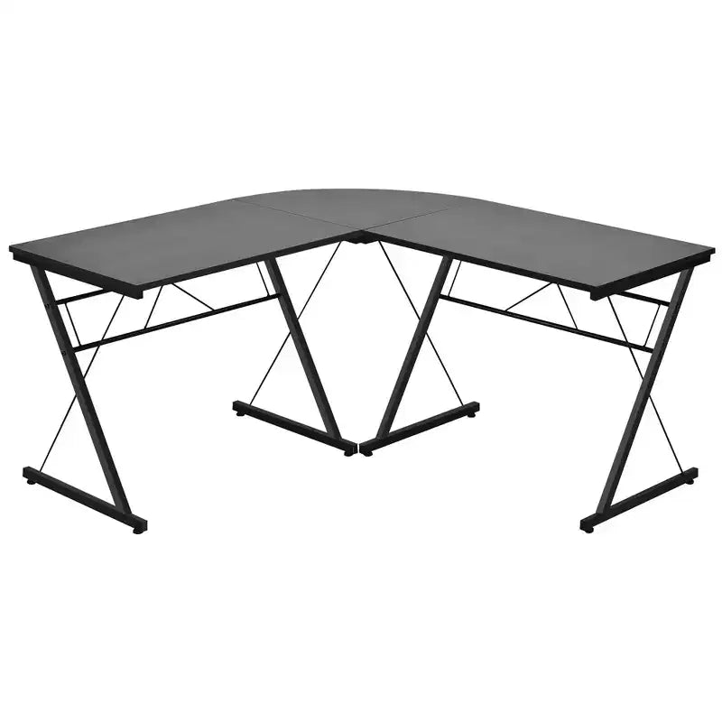 Scrivania per computer e workstation studio a L da 150 cm, marrone e nero, salvaspazio ad angolo
